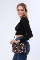 VOLGA MODEL OMUZ ÇANTASI Çiçek Koyu