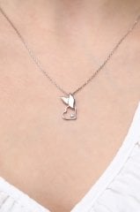 HOPIA MODEL KALP FİGÜRLÜ PIRLANTALI GÜMÜŞ KOLYE