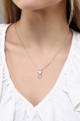 HOPIA MODEL KALP FİGÜRLÜ PIRLANTALI GÜMÜŞ KOLYE