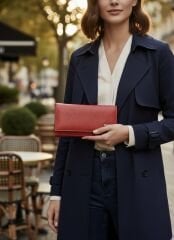 Noxe Model Hakiki Deri Kadın Orta Boy Cüzdan Kırmızı